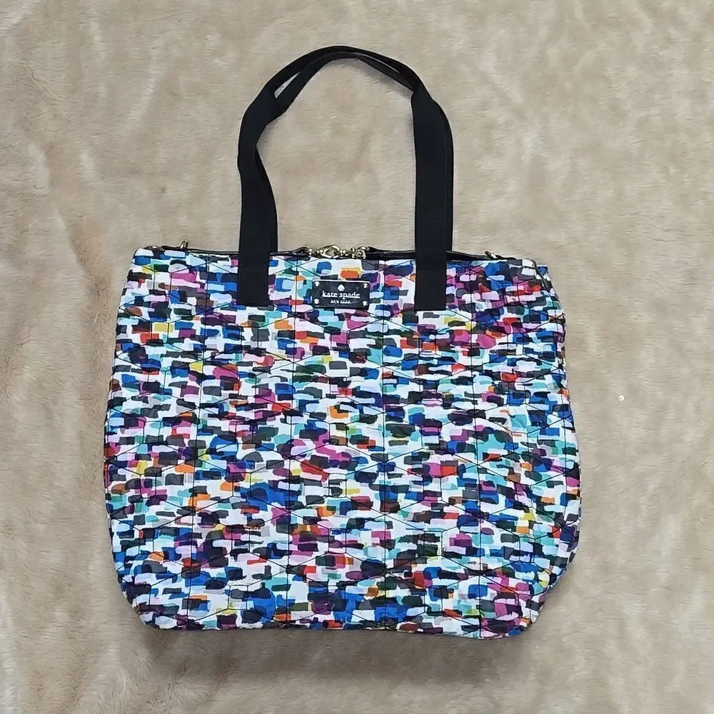 Kate Spade Signature Spade Quilted Bon Shopper Diaper Bag/ Tote Bag
